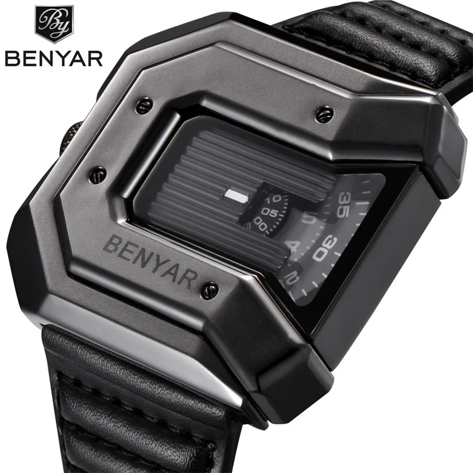 BENYAR Брендовые мужские часы кварцевые кожаные военные спортивные наручные часы Роскошные деловые модные водонепроницаемые часы мужские часы