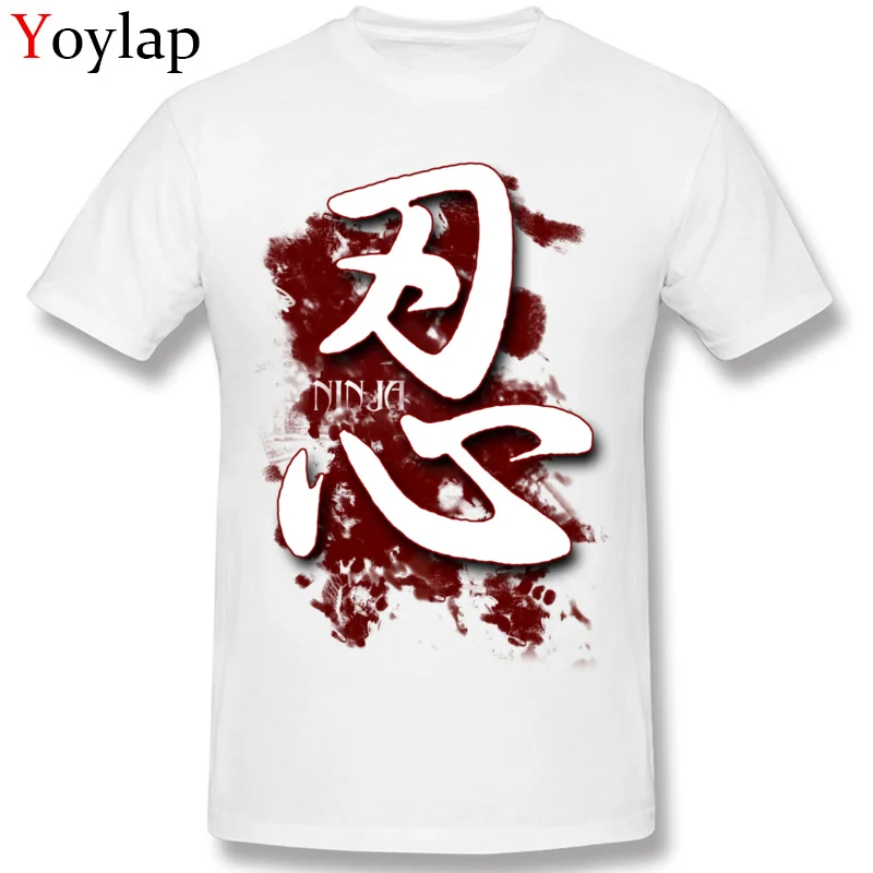 T-shirts Printed Short Sleeve Family Round Collar 100% Cotton Tops Shirt Casual Summer/Autumn WhiteNinja Kanji Tee-Shirt for Men white
