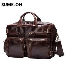 Мужская сумка из натуральной кожи, брендовая дизайнерская Повседневная сумка, дорожная сумка на плечо, сумка-мессенджер, большой портфель, винтажный ноутбук