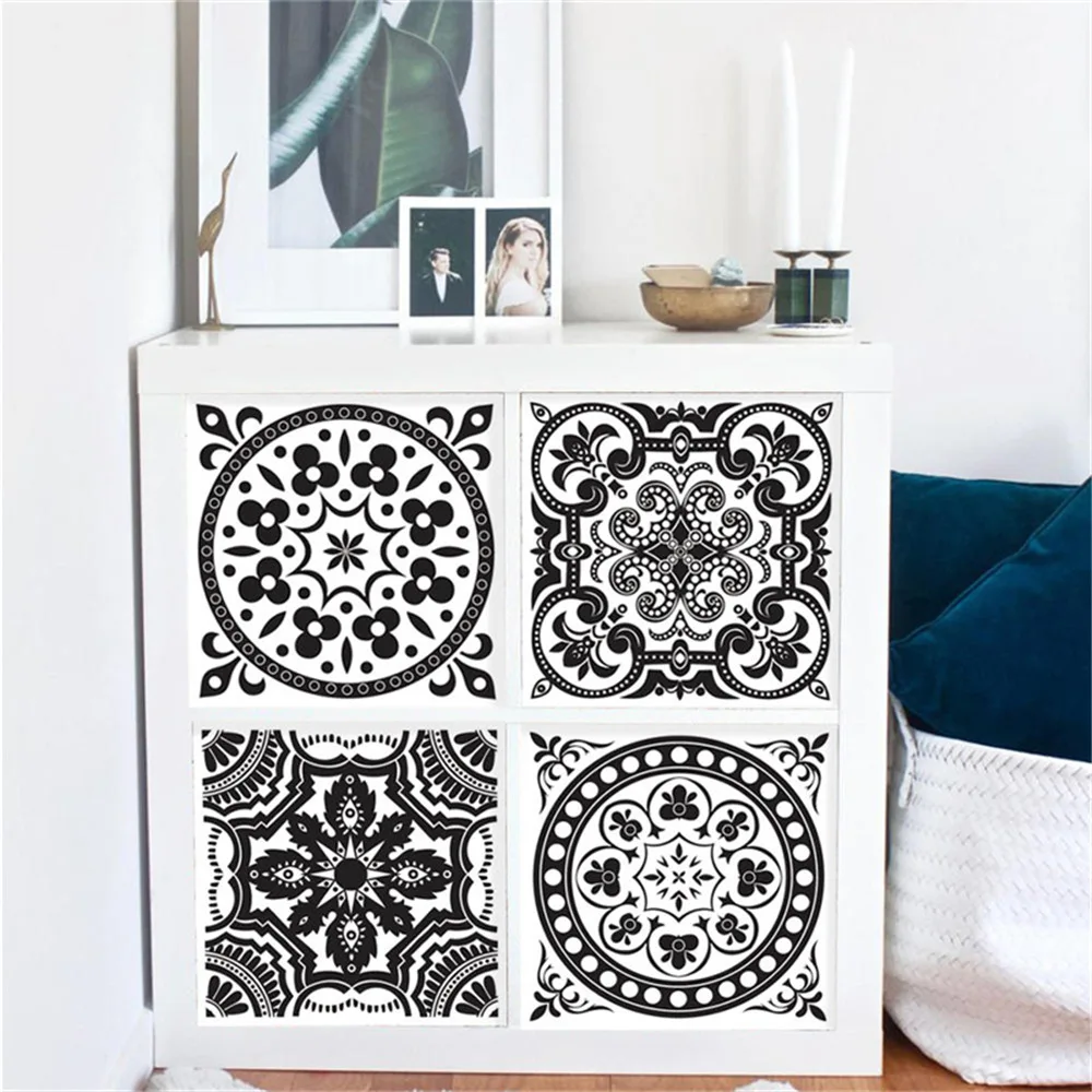 2019 PVC الأسود العربية بلاط ملصقات جدار للديكور المنزل المعيشة غرفة نوم فتاة غرفة خزانة رف للماء صائق