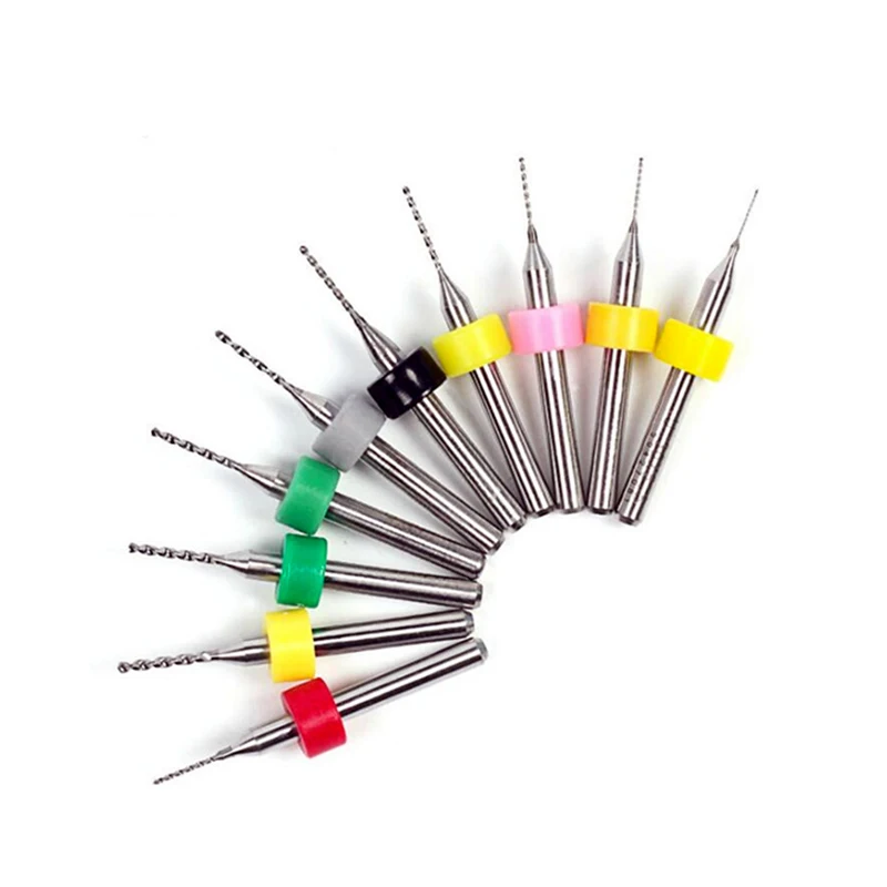 

10pcs 3.175mm PCB drill tool kit 0.1mm-2.0mm tungsten carbide metal Milling cutter cnc tools for circuit board beeswax engraver