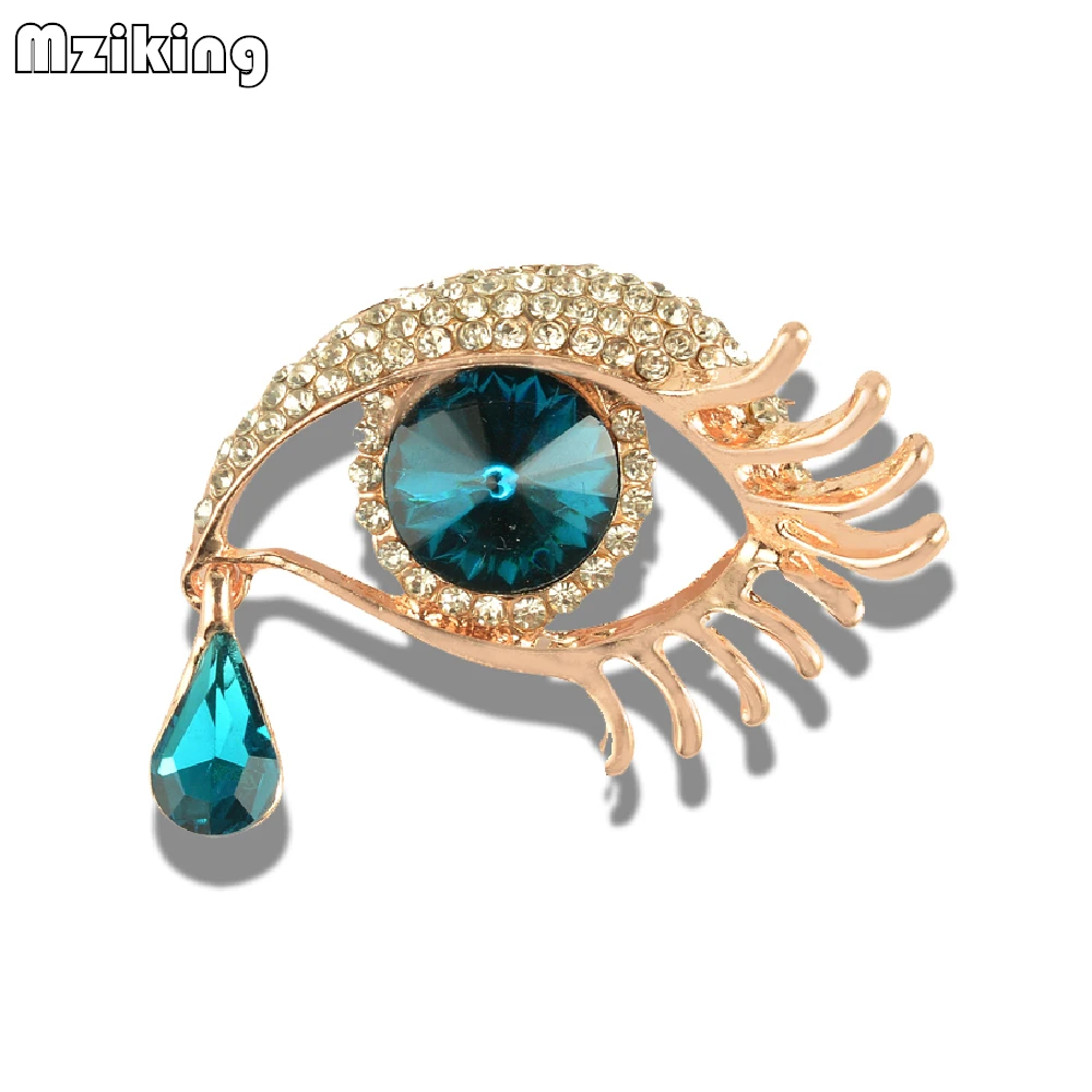 

MZC Delicate Blue Crystal Eyes Brooches Pins Chic Eyelash Rhinestones Brosche for Women Corsage Lapel Pins Mujer Brosh