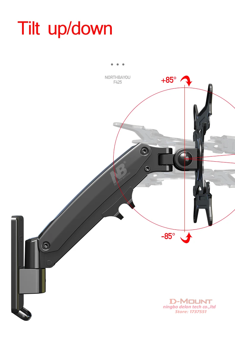 NB F425 27-4" газовая пружина большое настенное крепление для телевизора поворотный кронштейн для монитора алюминиевый кронштейн настенный Подвижный кронштейн 3-13 кг одна рука вверх