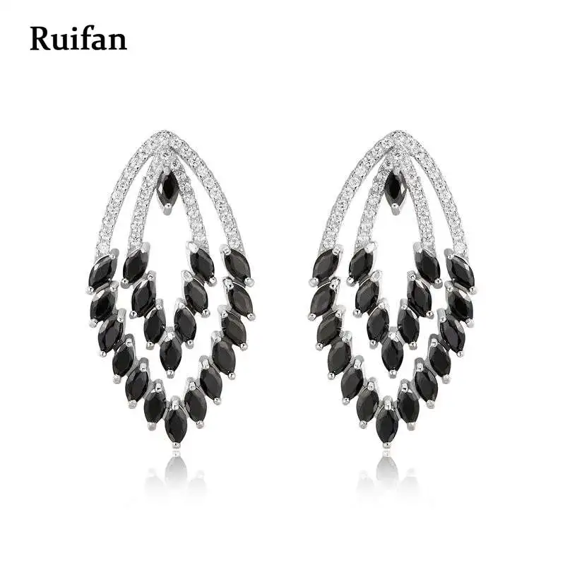 

Clearance Sale Vintage 100% 925 Sterling Silver Stud Earrings for Women Top Quality Black Cubic Zircon Christmas Jewelry YEA050