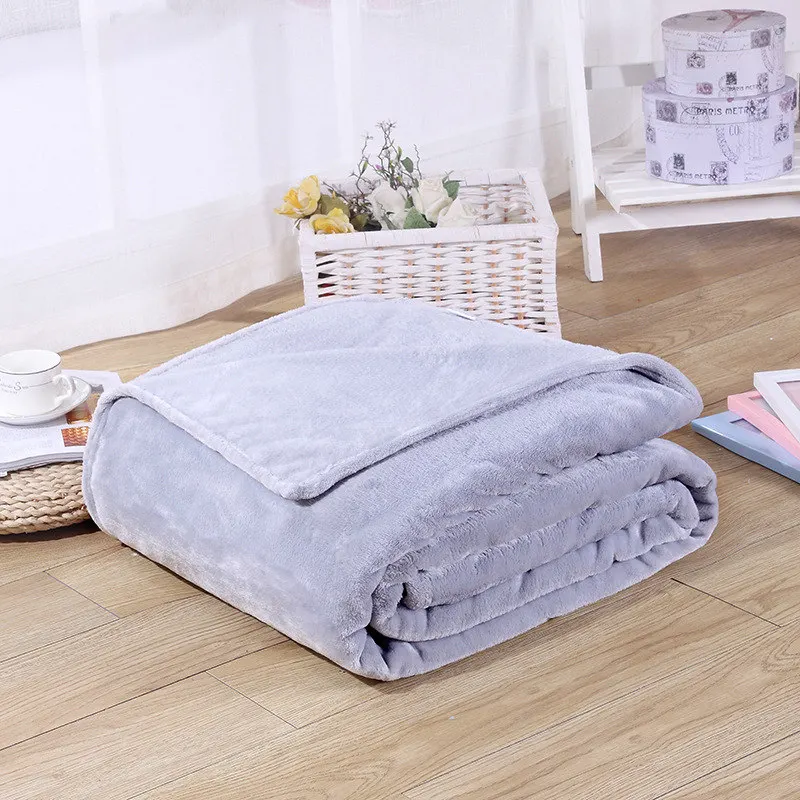 Фланелевое однотонное одеяло для дивана, постельные принадлежности, мягкая зимняя простыня в клетку, 150*200 см, 180*200 см, 200*230 см - Цвет: Светло-серый