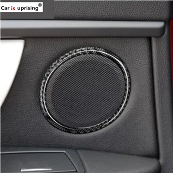 

4pcs Car Styling Carbon Fiber Car Door Loudspeaker Ring Interior Trim Sticker For BMW F30 320i 325i F34 3GT 3 Series Accessories