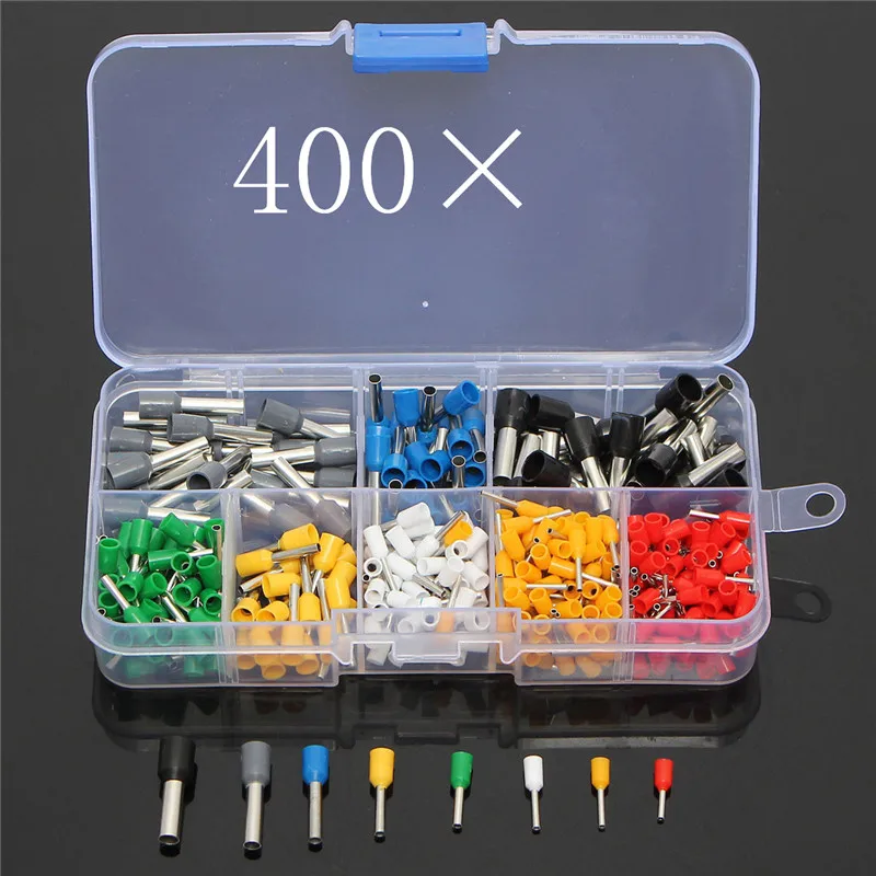 

400Pcs Ferrules kit set Wire Copper Crimp Connector Insulated Cord Pin End Terminal