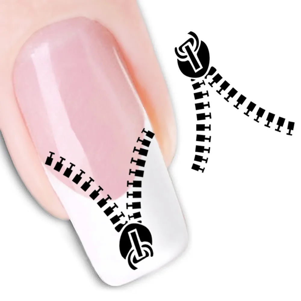 paper nail art stickers decoration zipper black yellow stickers stamp