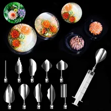 11 шт./компл. 3D желатин цветок искусство инструменты из нержавеющей стали пудинг Кондитерские сопла шприц торты украшения инструмент HY99 DC28