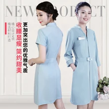 Новое поступление, приталенное платье медсестры с v-образным вырезом, Униформа, медицинское платье с эффектом потертости, одежда для салона красоты, спецодежда, комбинезоны, косметологи, одежда, костюмы