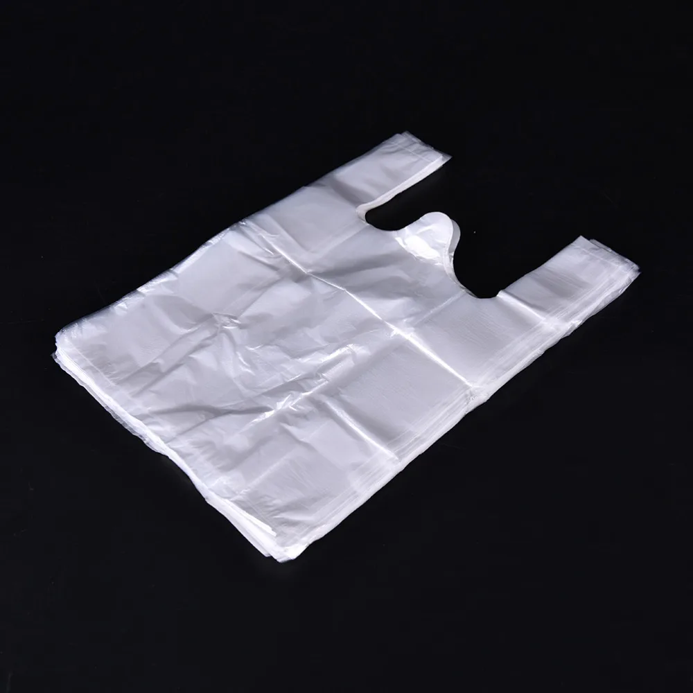 100PCS/lot Clear Bags Shopping Bag Supermarket Plastic Bags With Handle Food Packaging for Home ...