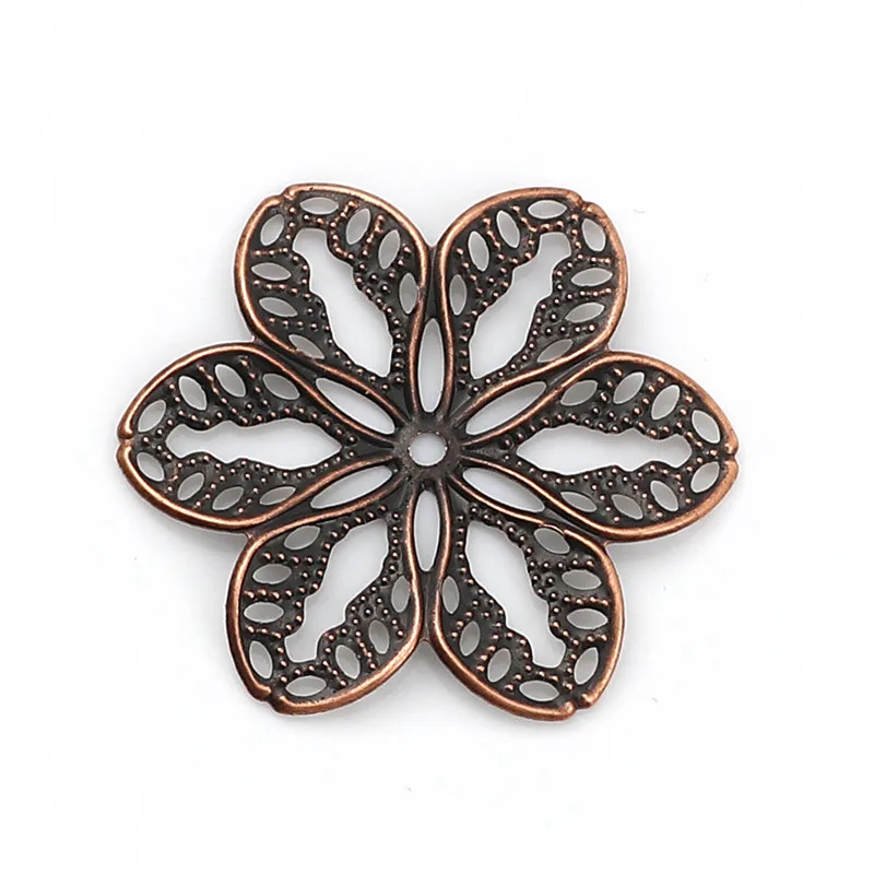 

DoreenBeads Iron Based Alloy Filigree Stamping Embellishments Flower Antique Copper 32mm(1 2/8") x 29mm(1 1/8"), 100 PCs