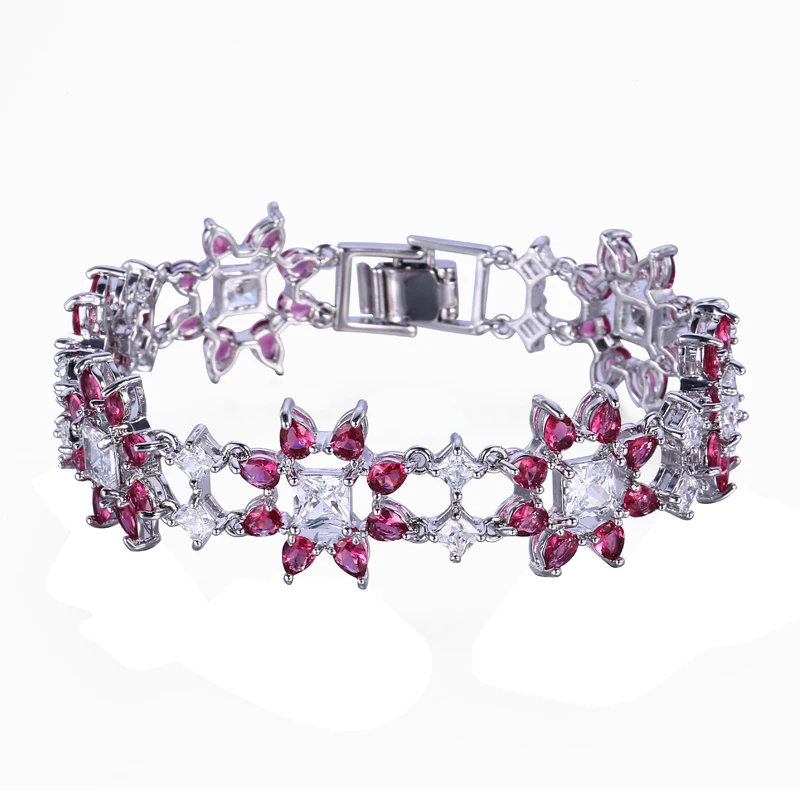 Fym Новая мода 6 цветов цветок Форма Браслет Циркон Crystal Bohemia браслет Femme Браслеты для Для женщин Свадебная вечеринка