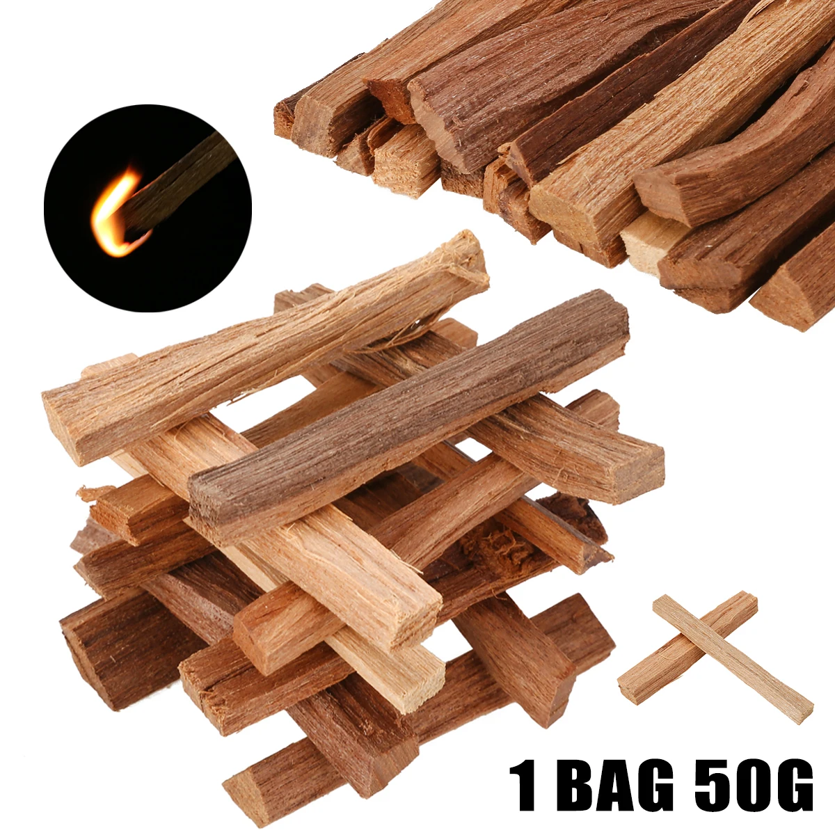 1 Bag 50g Sandalwood Chips Wood Incense Sticks Irregular Resin Incense 7CM For Aromatherapy Natural Aroma