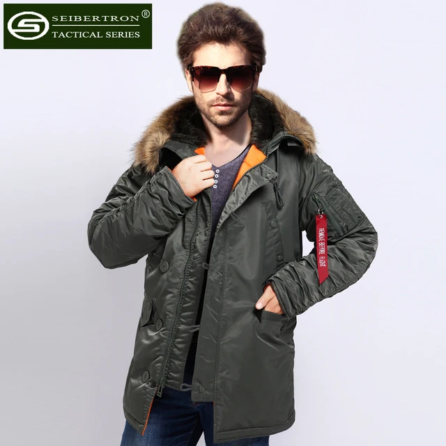 Cheap Seibertron slim N3B park jacket men N-3B winter  Vintage 70's USAF N3-B Flying Parka Jacket Heavy Snorkel Hood Sage