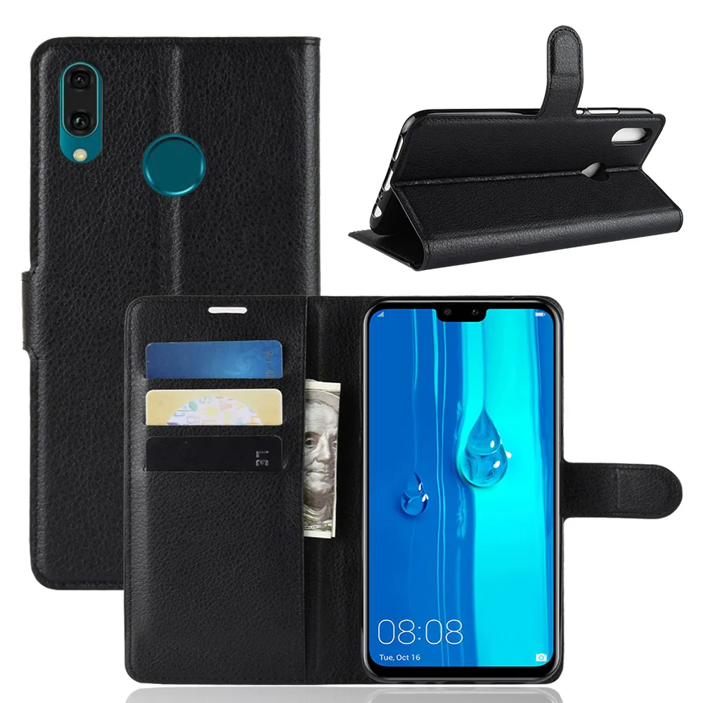 Book Style PU Leather Case Cover for Huawei Y9 2019 Flip Wallet Phone Bags Cases with Stand | Мобильные телефоны и