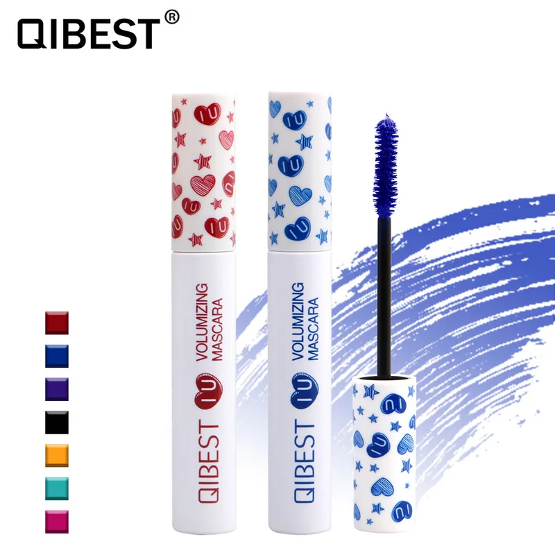 

QIBEST Colorful Mascara Not Blooming Mascara Multicolor 4D Curl Thick Slender Waterproof Lash Extensions Mascara 7 Colors TSLM1