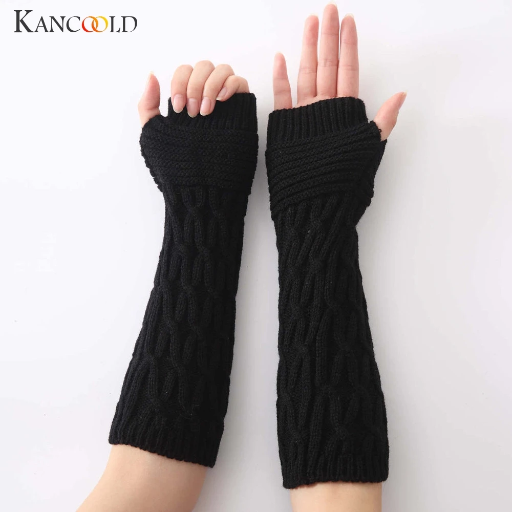 

KANCOOLD Gloves Women Winter Wrist Arm Warmer Solid Knitted Long Fingerless Gloves Mitten fashion gloves women 2018NOV28