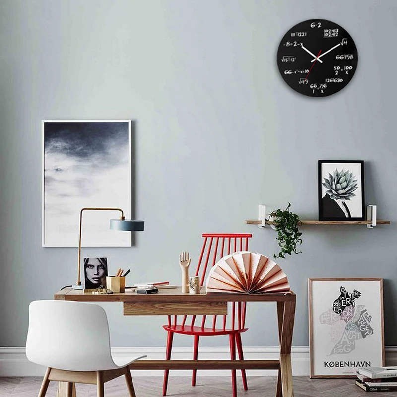 

2019 Modern Home Decor Acrylic Wall Clock Math Equations Wall Mounted Clock Quartz Needles Home Garden Horloge Watch