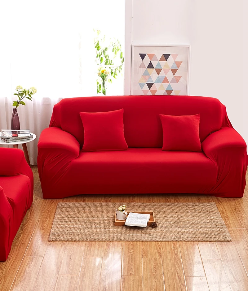 Эластичный чехол на диван красный/коричневый/фиолетовый однотонный, стрейч Хлопковое полотенце на диван Нескользящие чехлы для диванов для гостиной