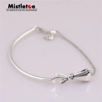 

Mistletoe Authentic 925 Sterling Silver Brilliant Bow Bracelet, Clear CZ Fit Eurpeon Jewelry
