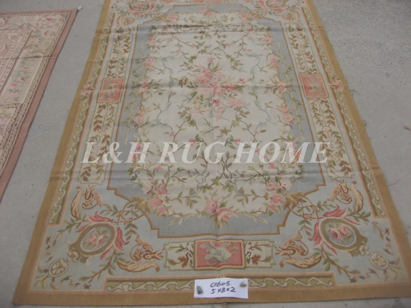 Free Shipping 5'X8' French Woolen Aubusson rug handmade 100 New