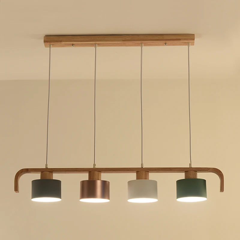 

wooden hanging lamp black white metal lampshade for dining roon wood kitchen Luminaire E27 LED bulbs modern wood Pendant lights