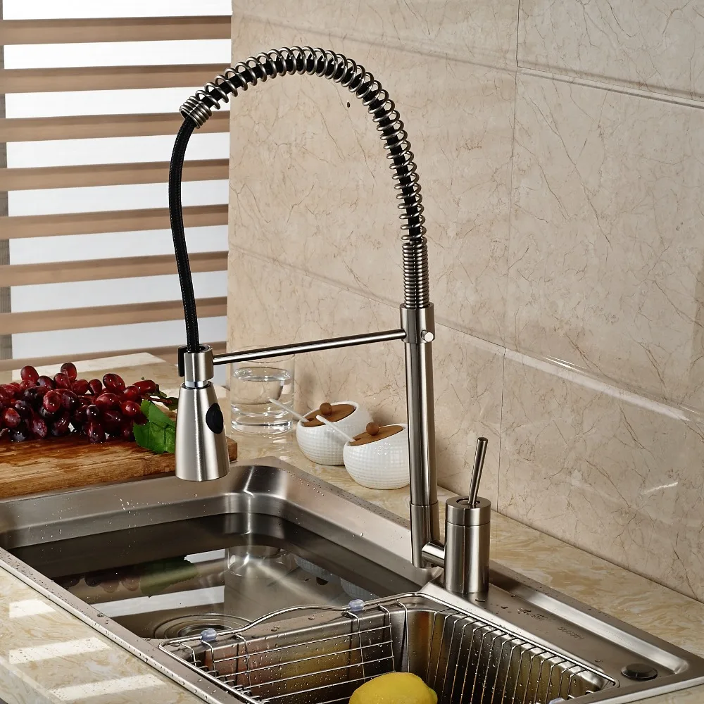 

Newly Pull-Out Sprayer 360 Degrees Brushed Nickle Kitchen Faucet Swivel Spout