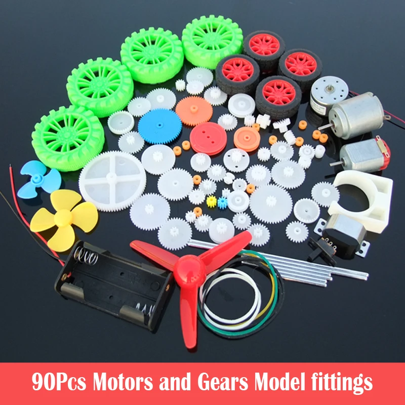 90Pcs Plastic Gear Motor Gearbox Model Toy Car Auto Craft DIY