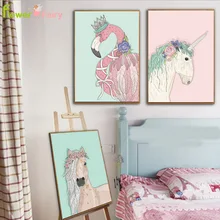 Unicorn Nordic Poster Canvas Painting Flamingo Picture Posters Flowers Living Room Wall Art Pictures Prints Home Decor Unframed