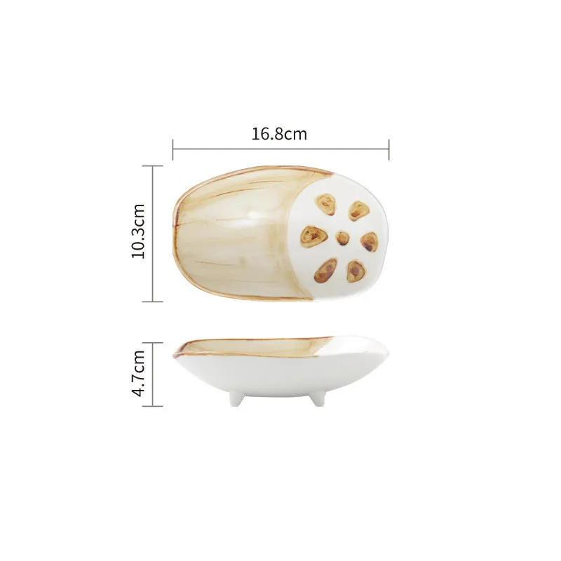 Креативные керамические обеденные тарелки ручной росписи подглазурные овощные закуски десертное блюдо фарфоровый поднос домашние декоративные столовые приборы - Цвет: Lotus root