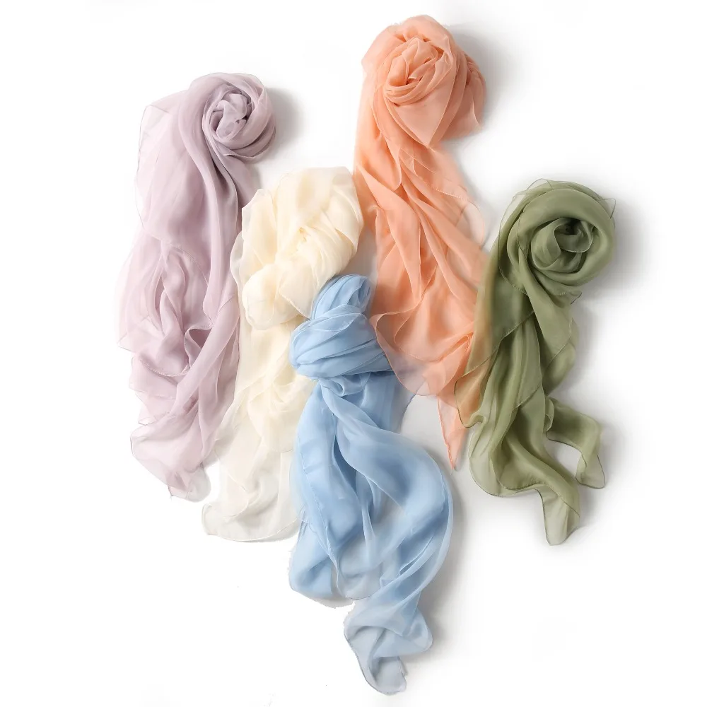 

Large Thin Polyester Gauze Kerchief Imitation Silk Scarf Women Ladies Solid Color Joker Summer Beach Sunscreen Wraps Shawl
