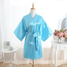 Лидер продаж для женщин халат шелковый атлас халаты Свадебные невесты платье кимоно одноцветное один размер fit S-XXL светло
