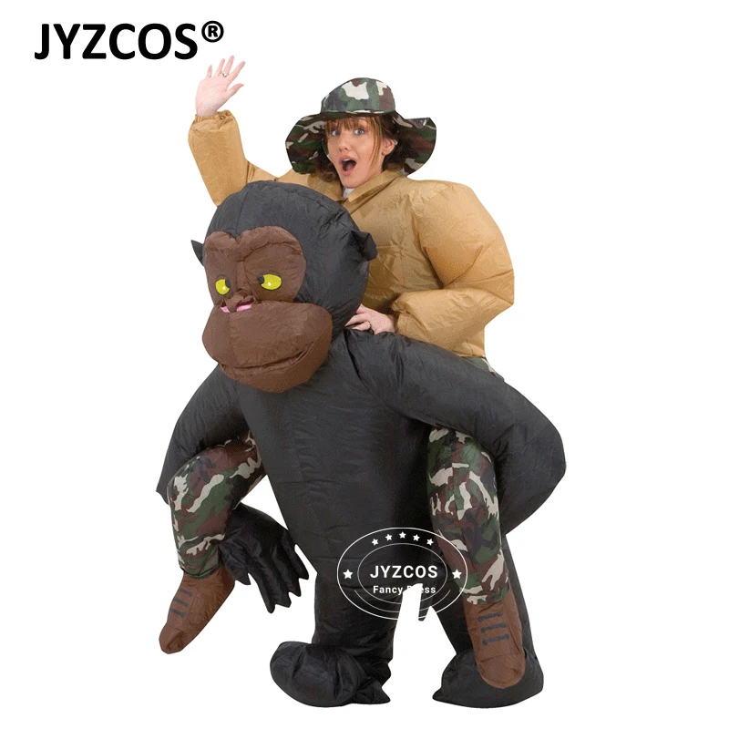 JYZCOS Funny Adult Inflatable Riding Gorilla Costume King Kong Chimpanzee Halloween Carnival Purim Cosplay Suit Illusion Outfit (1)