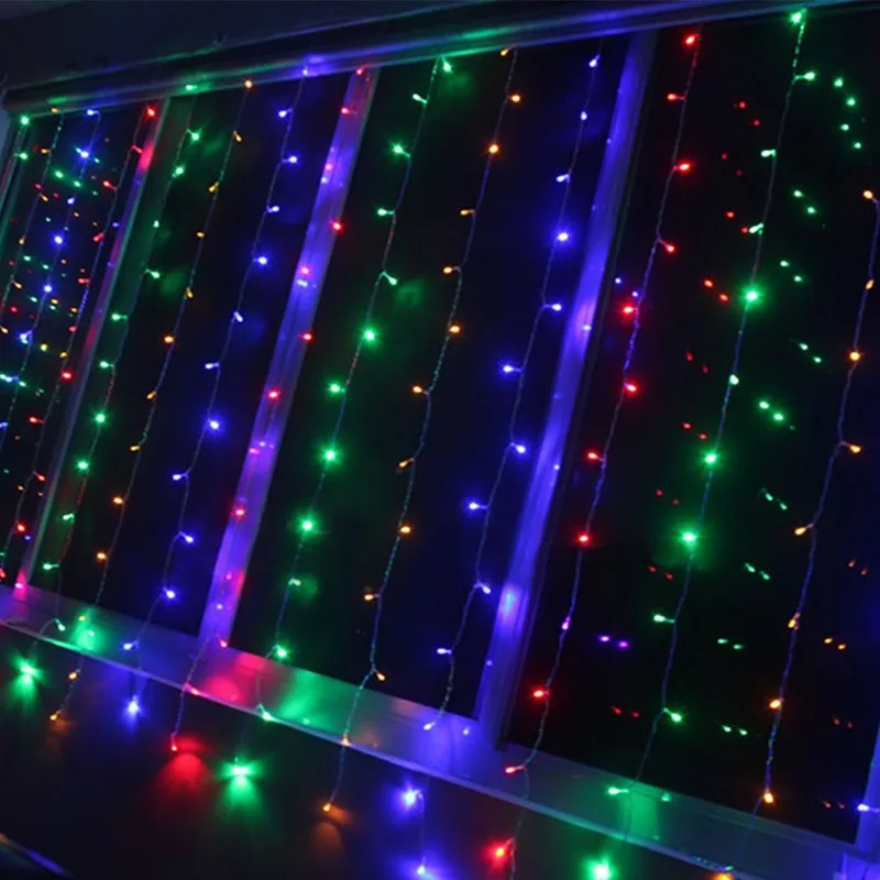 3X3 м 300 светодиодный лампы украшения Шторы год огни Рождество аксессуары для вечерние свадьбу домашний декор Enfeites де натальные - Цвет: colorful