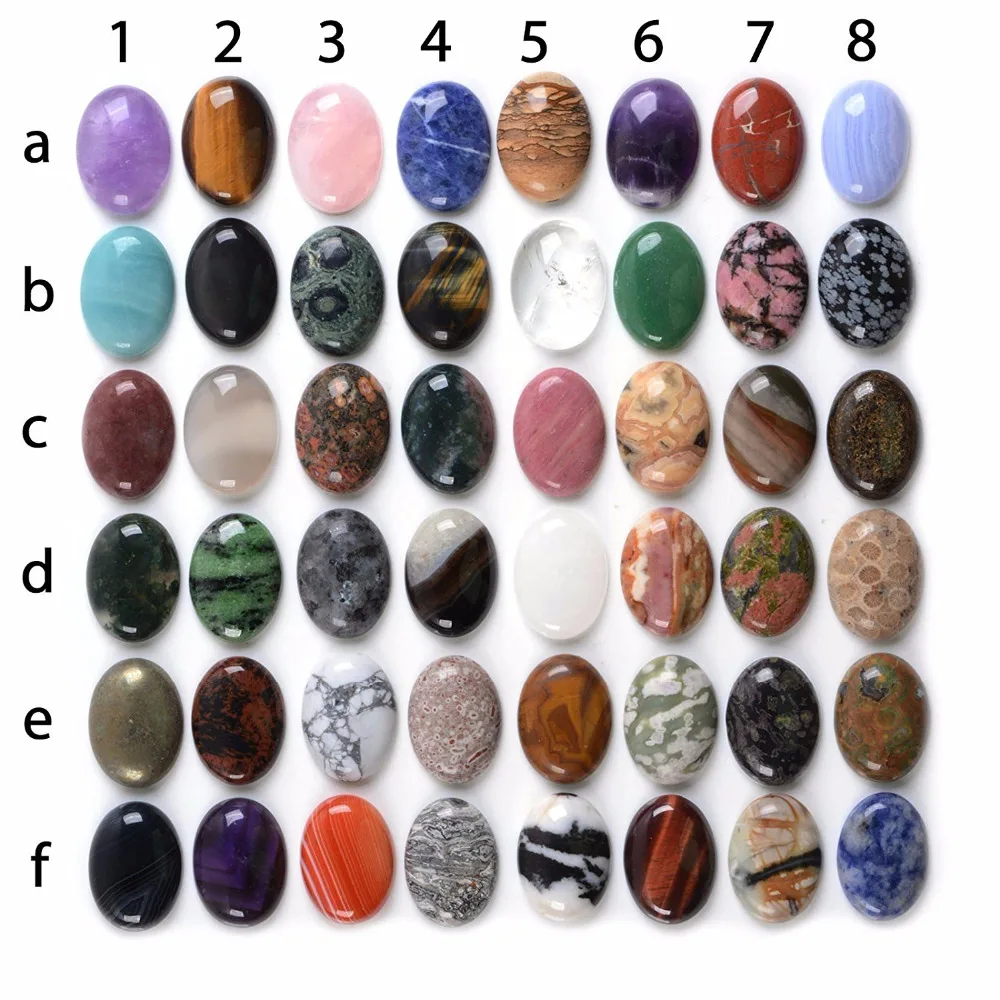 All Natural 24pcs Multi-color 10x14mm Gem stone Oval Cab Cabochon For Jewelry Making
