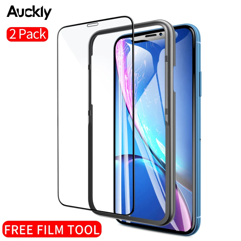 Auckly 2PCS/LOT Protective Tempered Glass Film HD Thin Full Coverage Surface Screen Protector For iPhone XR Mobile Phone | Мобильные