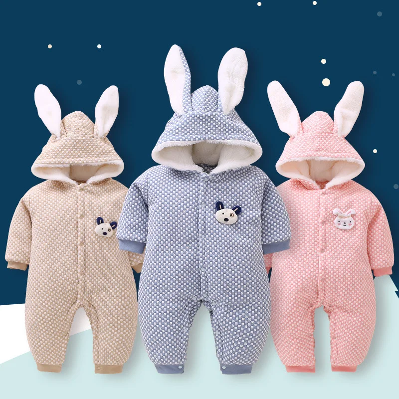 

Cute Baby One Piece Romper Spring Winter Newbron Boy Girl Jumpsuit Animal Rabbit Style Baby Hooded Clothing Infand baby Clothes