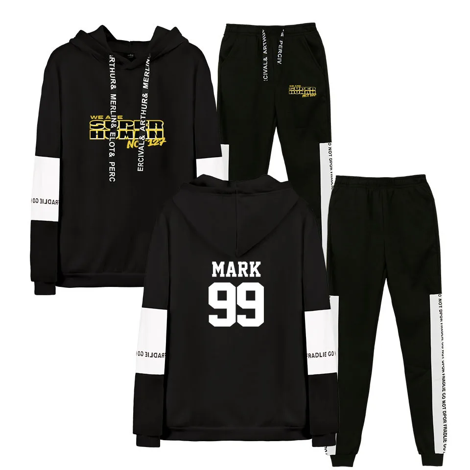 NCT 127 WE ARE SUPERHUMAN Толстовка костюм Kpop новые толстовки+ штаны для бега рекреационный стильный модный спортивный костюм