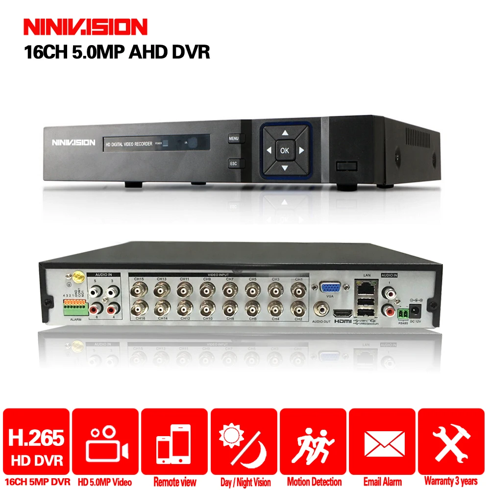 16-канальный видеорегистратор AHD DVR 5MP DVR 16CH AHD CCTV AHD 5MP NVR Поддержка 2560*1920P 5.0MP Камера CCTV видео Регистраторы DVR NVR HVR безопасности Системы