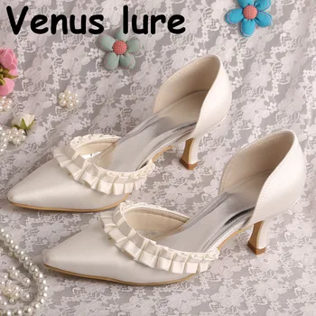 

Custom Handmade Off white Shoes Woman Pointed Toe Thin Heels