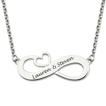 

Collier Femme Jewelry Custom Name Necklace Letters Engraved Infinity Heart Pendant Names Necklaces Sterling Silver 925 Chain