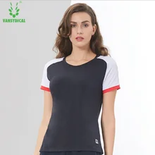 Vansydical женская рубашка майка короткий рукав дышащие Спорт бег футболки тренировки Беговая футболка для бега Спортивная