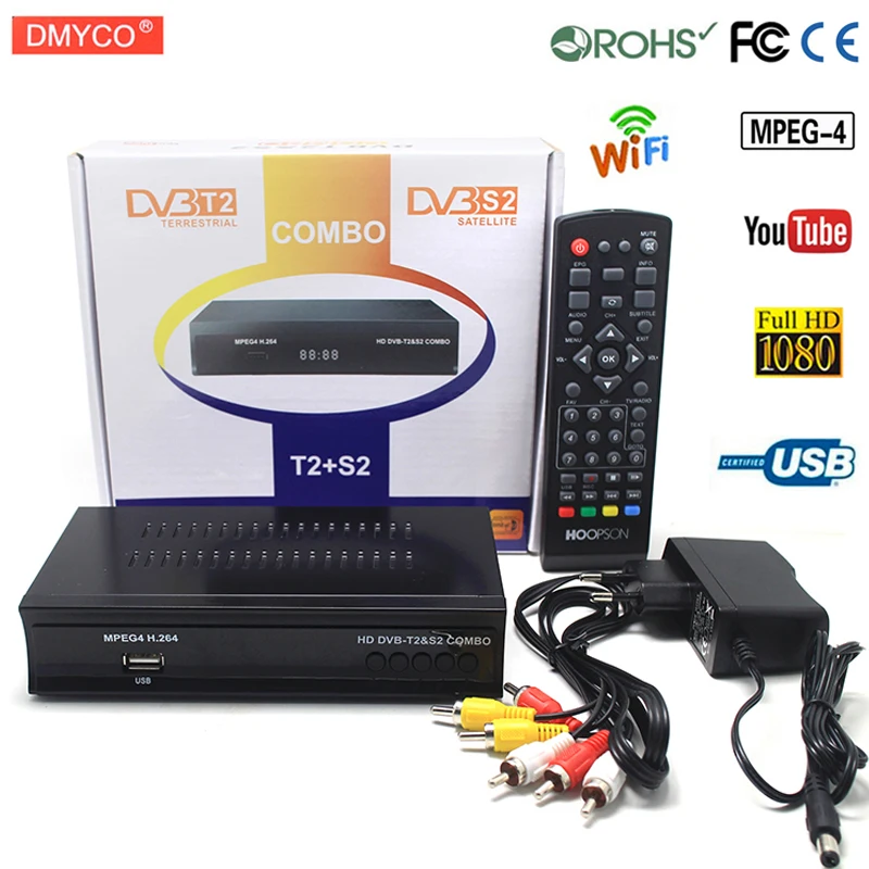 

Satellite receiver HD Digital DVB T2+S2 TV Tuner Receivable 1080P HD Digital H.264/MPEG-2/MPEG-4 Satellite receptor Support PVR