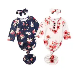 От 0 до 12 месяцев, спальный мешок с цветочным рисунком для новорожденных девочек, пеленка для сна + повязка на голову