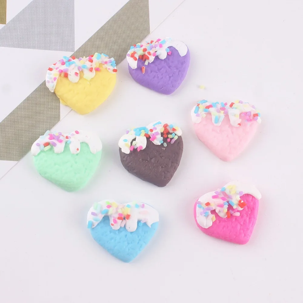

10pcs/lot kawaii polymer clay heart shaped biscuits cute