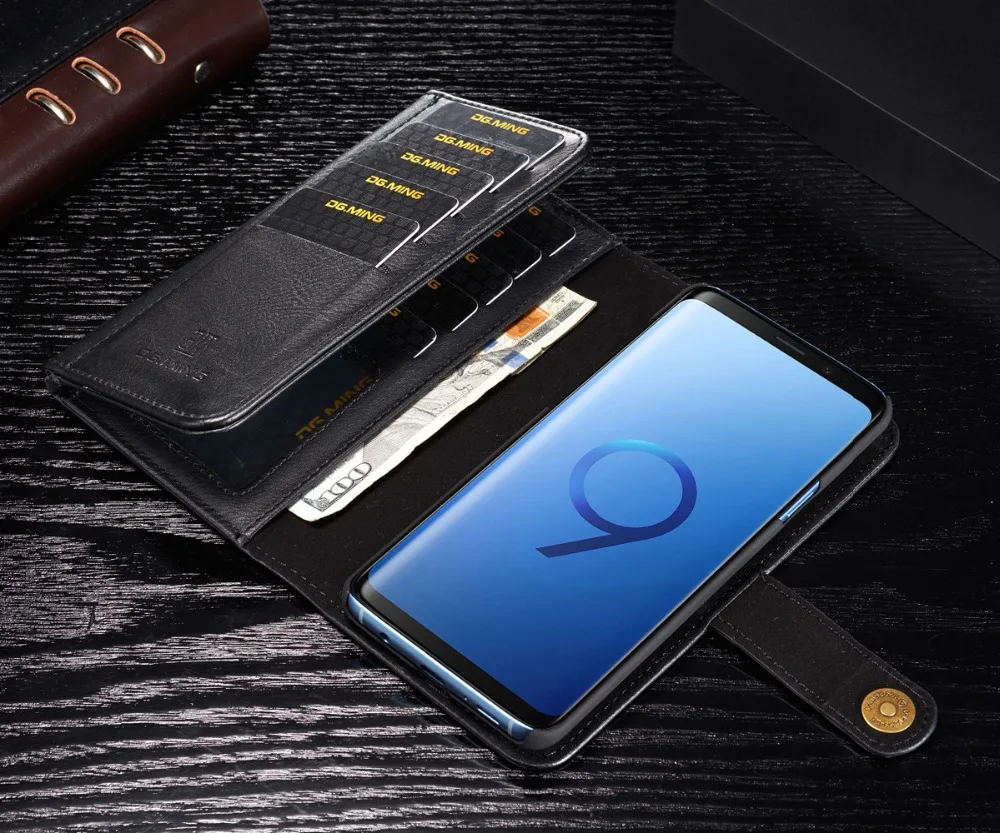 

DG.MING Luxury Genuine Leather Case For Samsung Galaxy Note 9 Phone Cases 2 in 1 Detachable Flip Wallet Cover