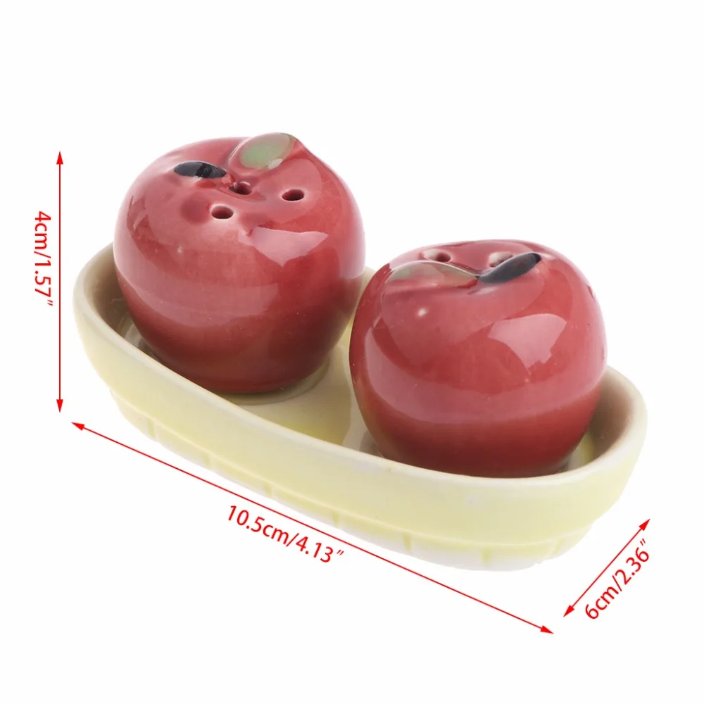 

1 Pair Apple Shaped Ceramic Seasoning Bottle Salt Spice Pepper Shakers Set Wedding Party Gift Spice Tools Kitchen Decor