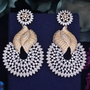 

GODKI 68mm 2 Tone Mixed Luxury Full Mirco Paved Cubic Zirconia Naija Engagement Earring Fashion Jewelry
