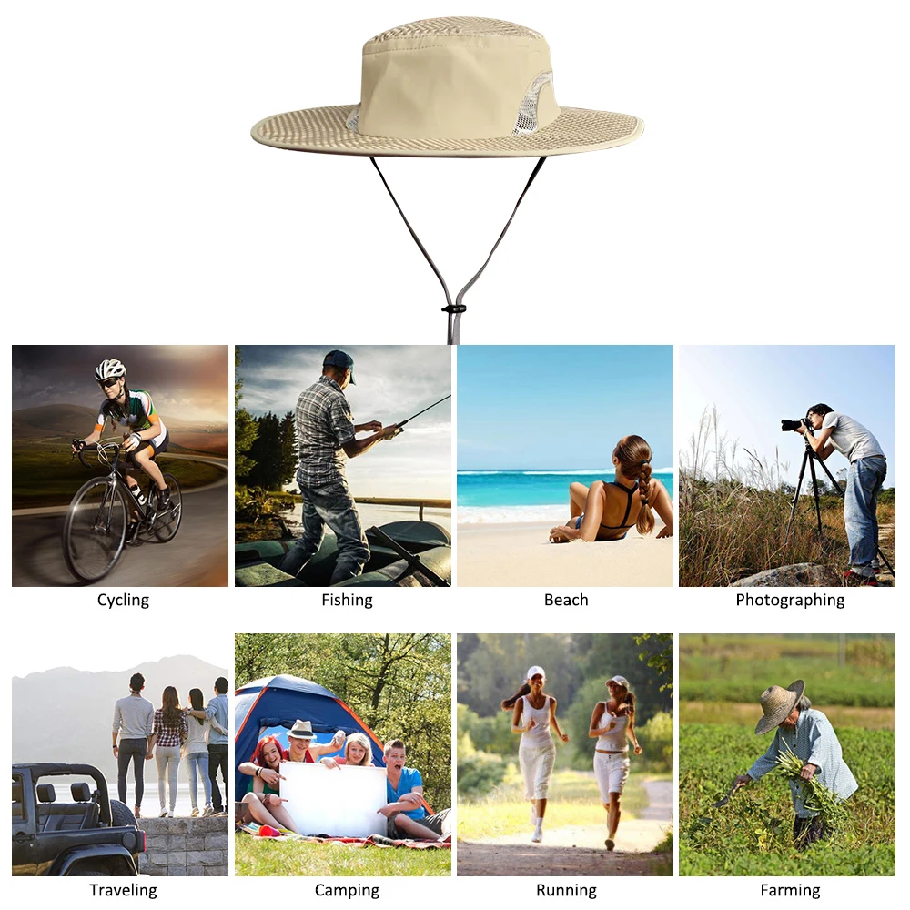 Рыбалка Пешие прогулки широкая, с защитой от ультрафиолета с полями, солнце шляпа Солнцезащитная охлаждающая шляпа летняя охлаждающая